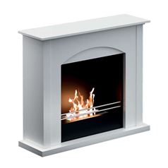 Firenze Freestanding Bioethanol Eco Fireplace with White Wood Fire Surround